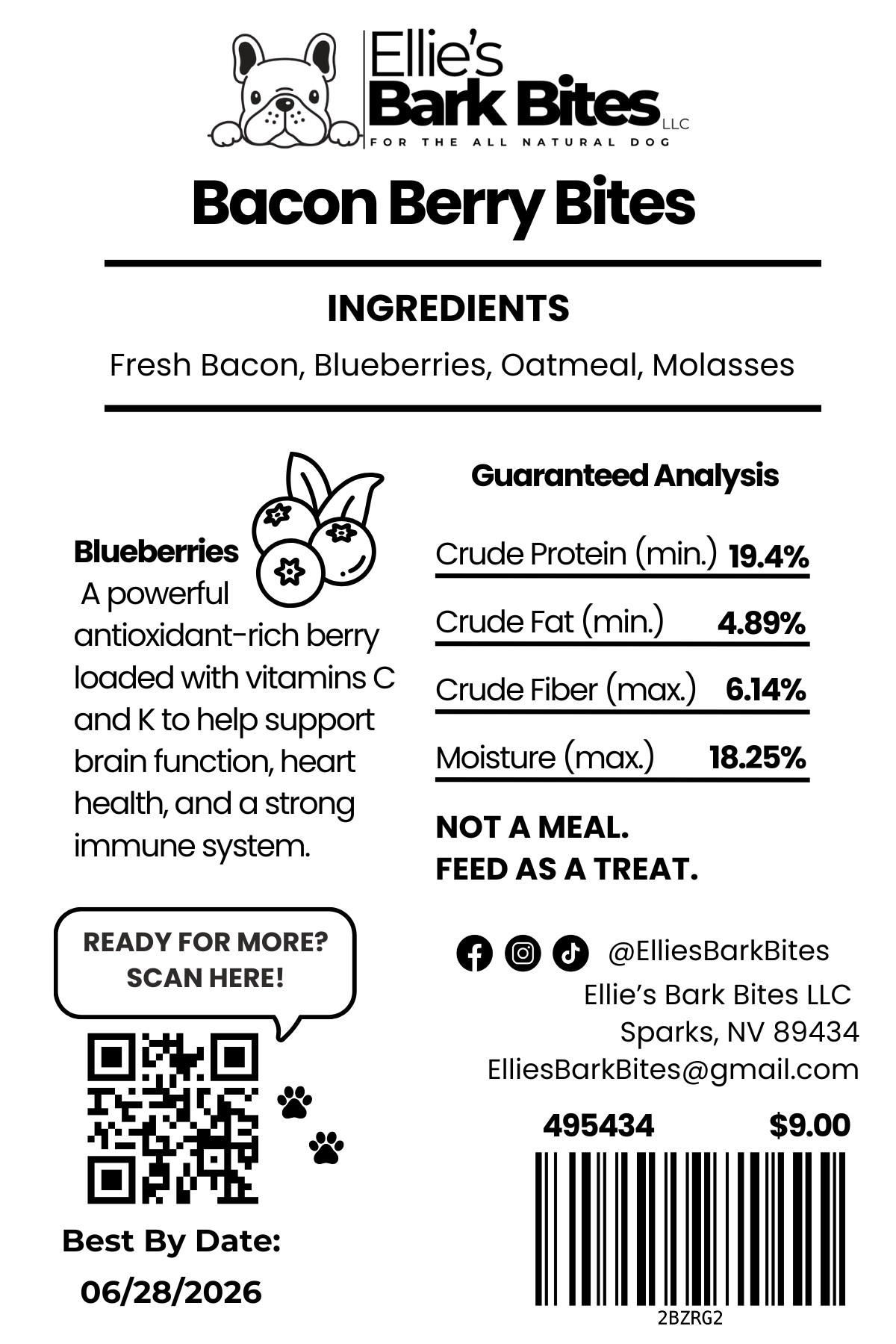 🥓Bacon & Berry Bites🫐 All Natural Dog Treat